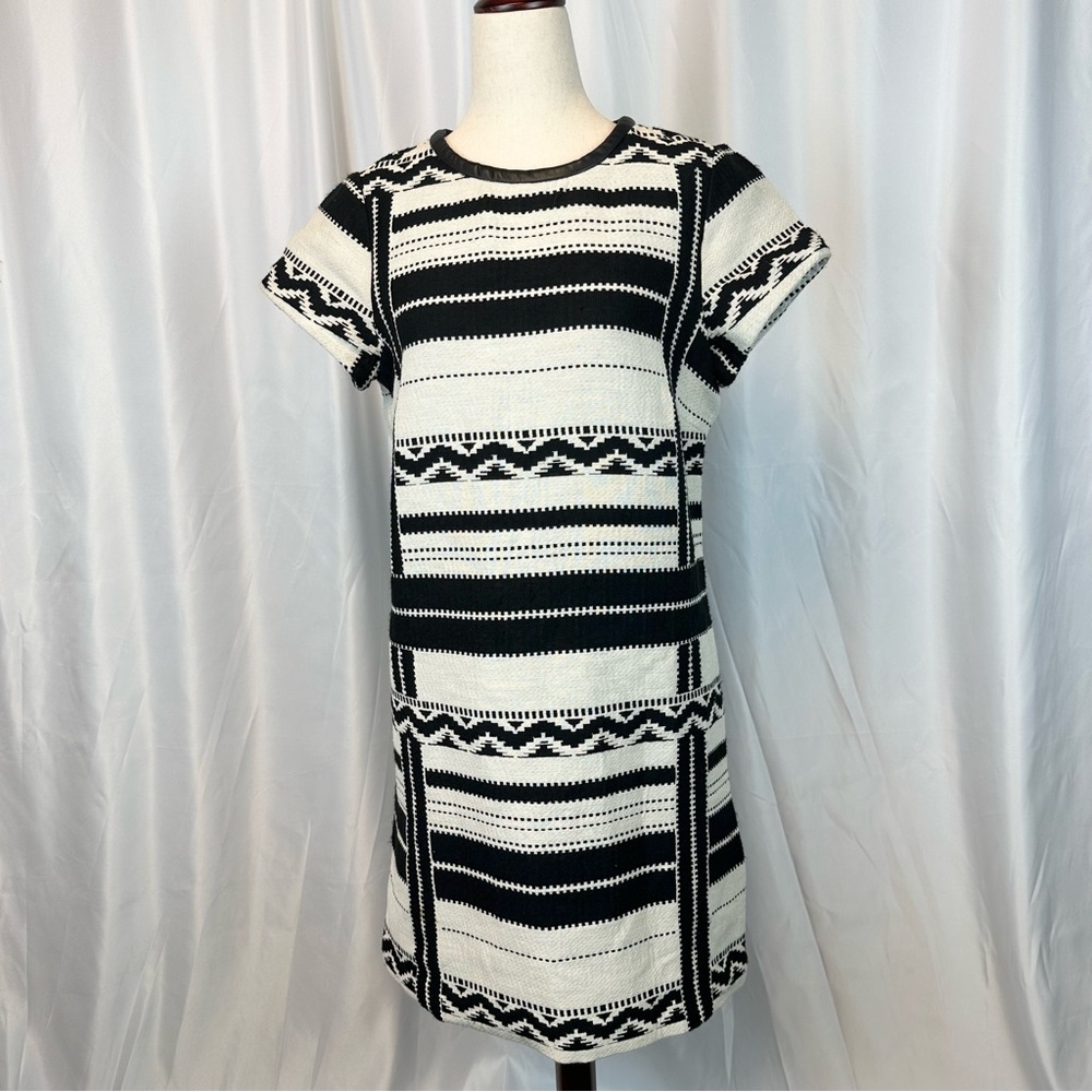Madewell Womens Dress In Geo Jacquard (Cream & Black)
